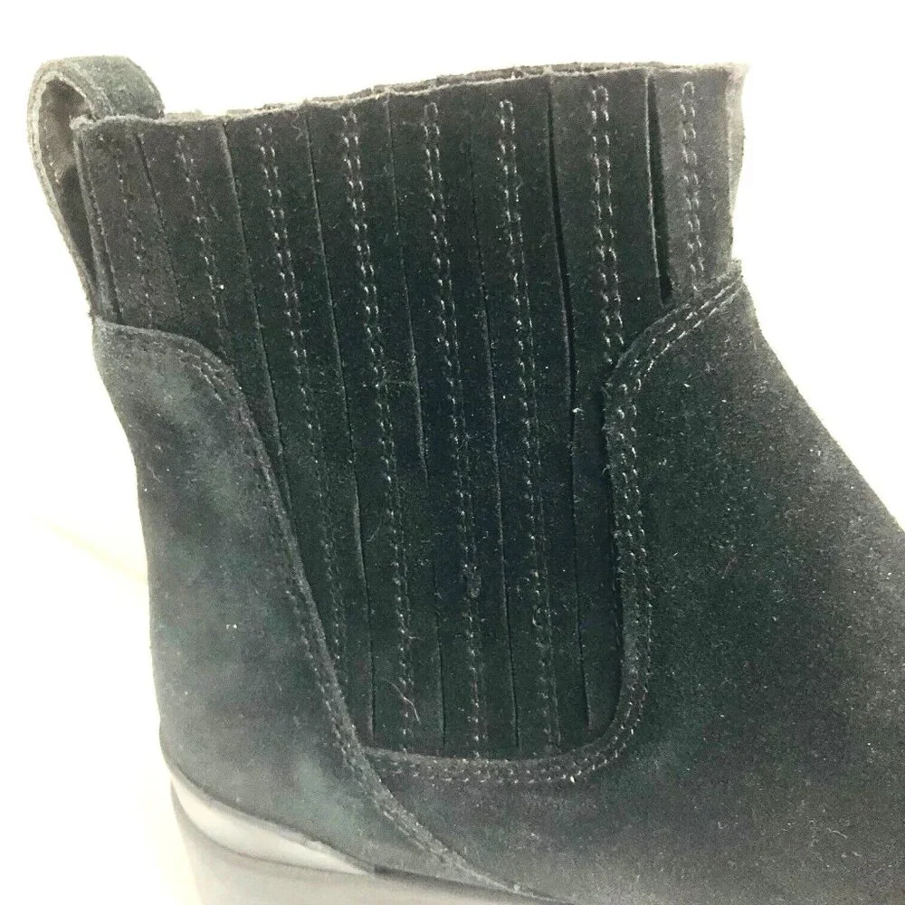 Abeo Womens 10M Black Suede Ankle‎ Boot Booties Goth Grunge Witchy Minimalist